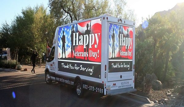 Sunrise’s p4.8 truck LED billboard was supporting American veterans