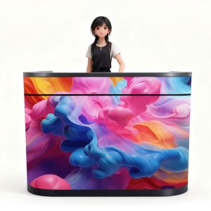 Custom LED Counter DJ Booth Facade Front Desk Screen P1.86/P2.5 Indoor/Outdoor Digital Poster Graphics for Reception Exhibition