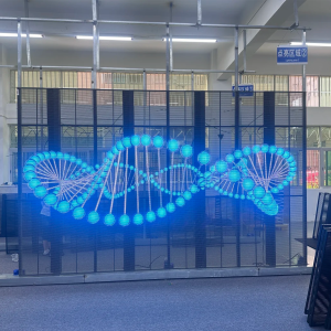 HD high gray-scale LED interactive transparent display, used as transparent video wall for glass windows and media advertising.