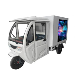 Mobile high-brightness LED display, for advertising, closed-body cargo electric tricycle display screen.