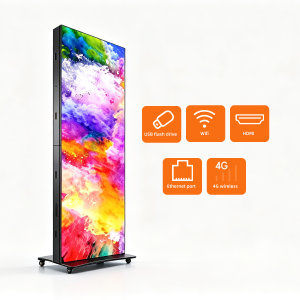 Outdoor Foldable LED Advertising Screen IP65 Waterproof Movable Digital Poster Display with Wheels for Store Exhibition