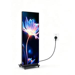 Outdoor Foldable LED Advertising Screen IP65 Waterproof Movable Digital Poster Display with Wheels for Store Exhibition