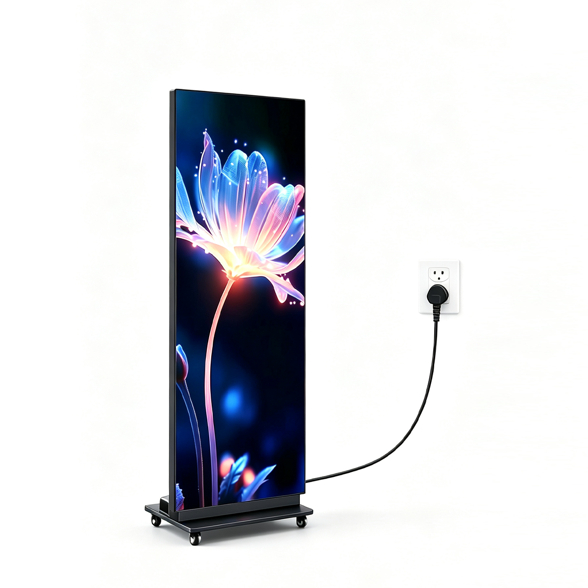 Outdoor Foldable LED Advertising Screen IP65 Waterproof Movable Digital Poster Display with Wheels for Store Exhibition