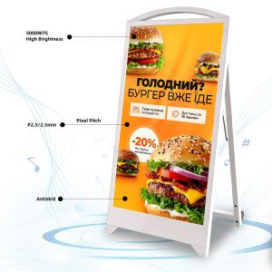 P2.5 Outdoor Waterproof Portable LED Digital Signage Poster Display, IP65 Rated and Battery-powered for Shopping Malls