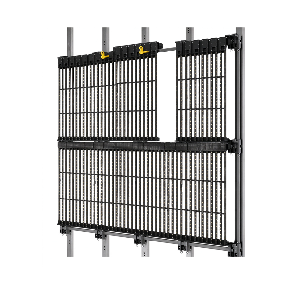 Outdoor Waterproof Transparent LED Grille Screen, Seamless Splicing for Architectural Advertising & Video Media.