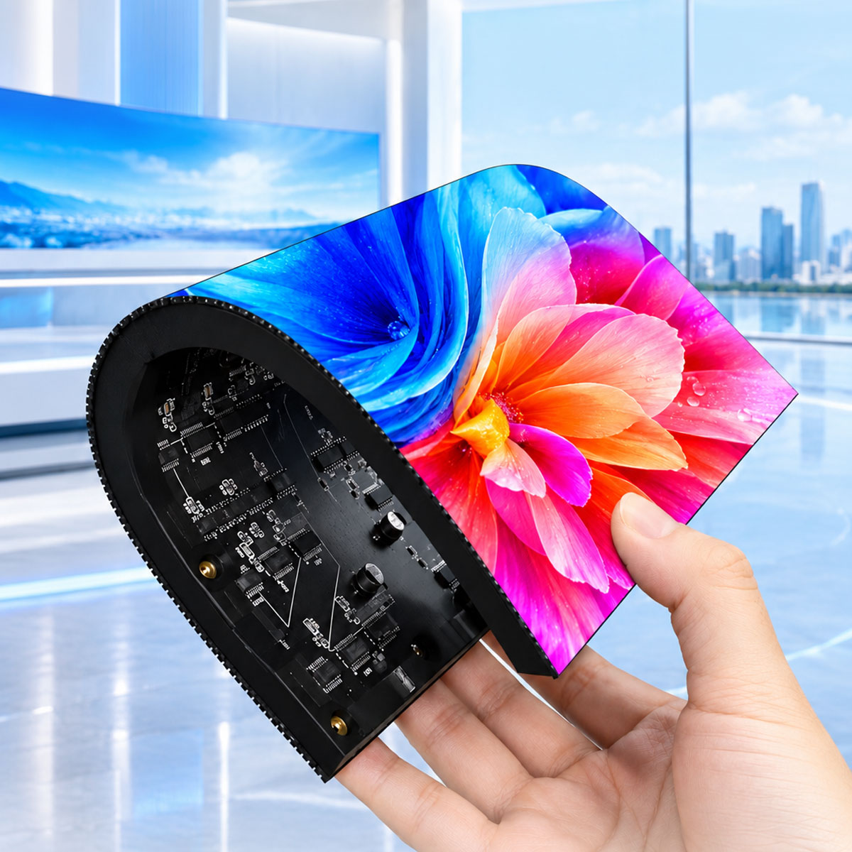 Hoogwaardig binnen LED-scherm met volle kleuren, 8K HD, flexibel, waterdicht, buigbaar, zacht LED-module scherm